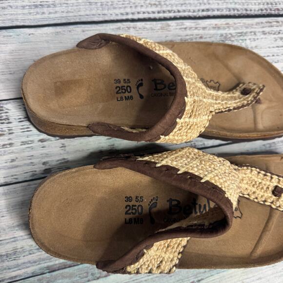 Birkenstock Betula Woven Wicker Ratten Flip Flop Sandals 39 US 8 NEW - Picture 3 of 4